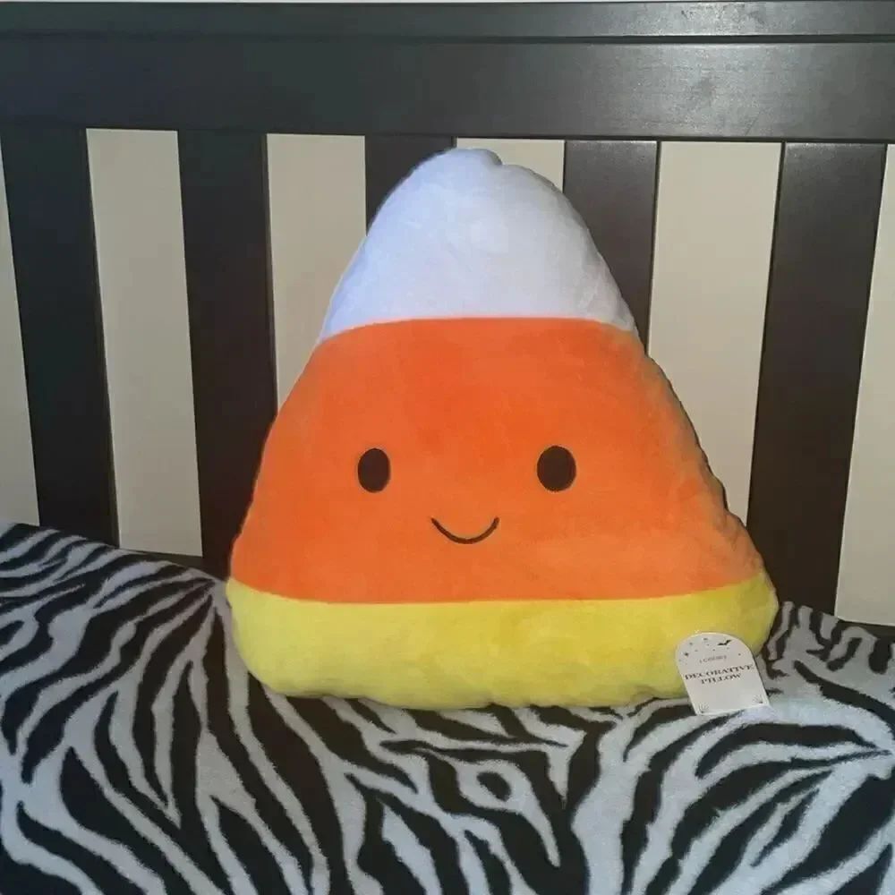 New with tags bullseye target plush candy corn Halloween decor throw pillow